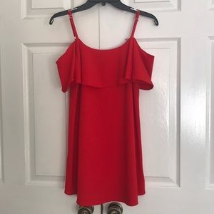 Red Cold Shoulder Dress- Bobeau